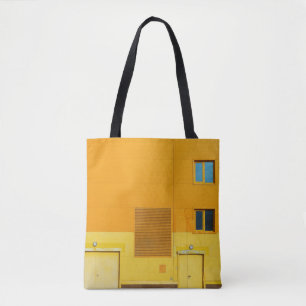 BOLSO DE TELA FOTOGRAFÍA DE LA PARED PINTADA DE AMARILLO Y BLANC