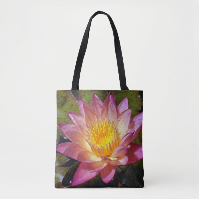 Bolso De Tela Fotografía de Lirio de Agua Rosa (Anverso)