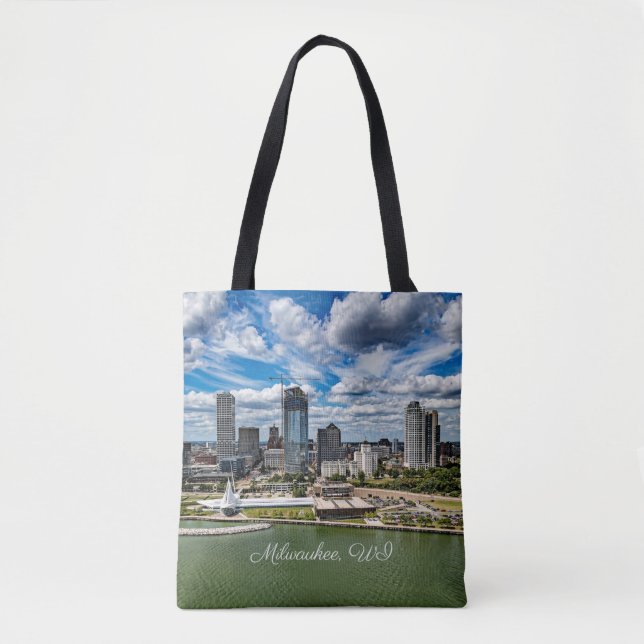 Bolso De Tela Fotografía de Milwaukee, Wisconsin, paisaje urbano (Anverso)