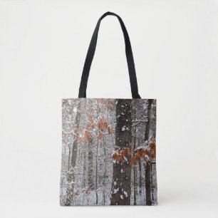 Bolso De Tela Fotografía de naturaleza invernal de robles cubier