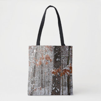 Bolso De Tela Fotografía de naturaleza invernal de robles cubier