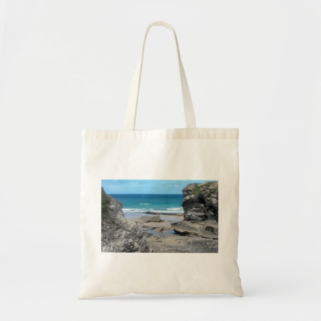 Bolso De Tela Fotografía de Newquay Cornualles de la playa de (Frente)