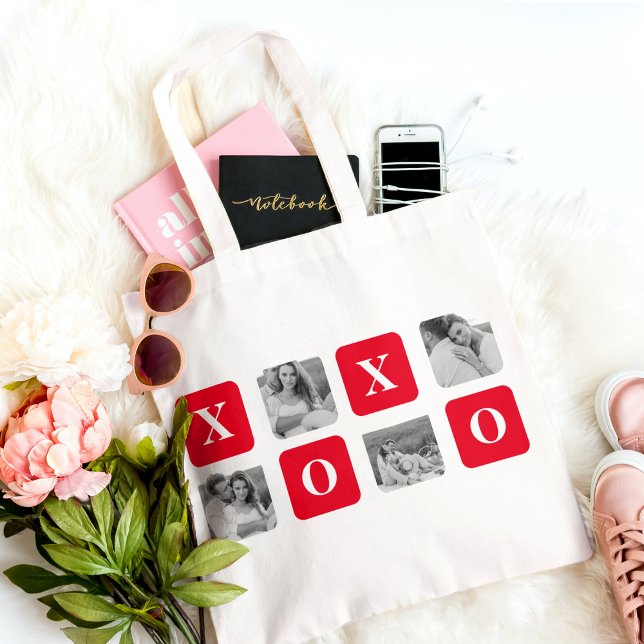 Bolso De Tela Fotografía de Pareja Collage moderna y XOXO Rojo (Subido por el creador)