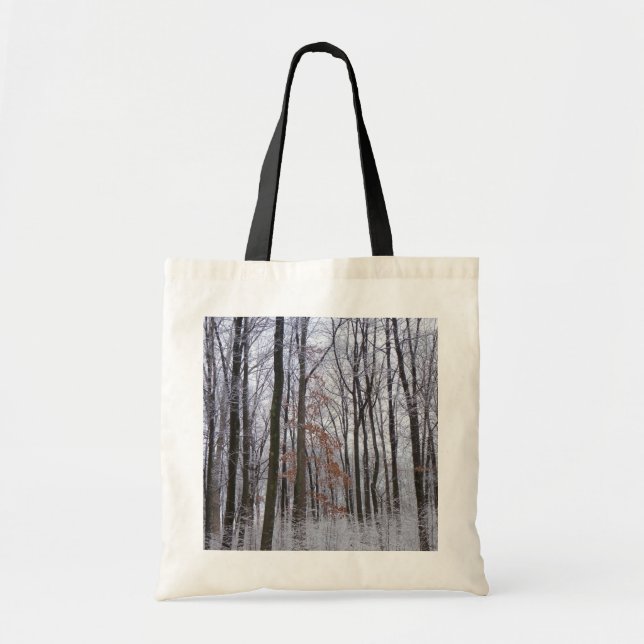 Bolso De Tela Fotografía del paisaje invernal de la nieve desech (Frente)