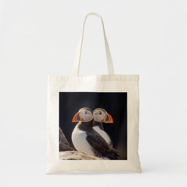 Bolso De Tela Fotografía del par de Puffins (Frente)