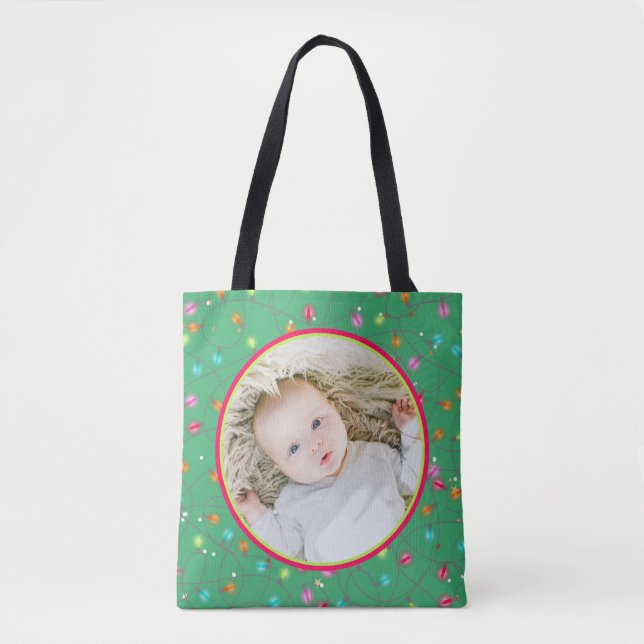 Bolso De Tela Fotografía favorita Navidades personalizados Luces (Anverso)