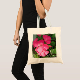 Bolso De Tela Fotografía floral rosada en monograma