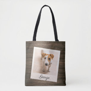 Bolso De Tela Fotografía mascota Marco de madera rústica perso