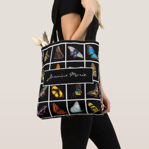 Bolso De Tela Fotografía moderna Cute Mariposa Añadir Nombre Tot