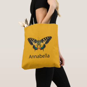 Bolso De Tela Fotografía moderna Cute Mariposa Añadir Nombre Tot