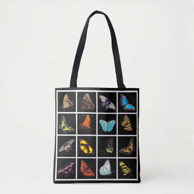 Bolso De Tela Fotografía moderna, mariposa y negro (Anverso)