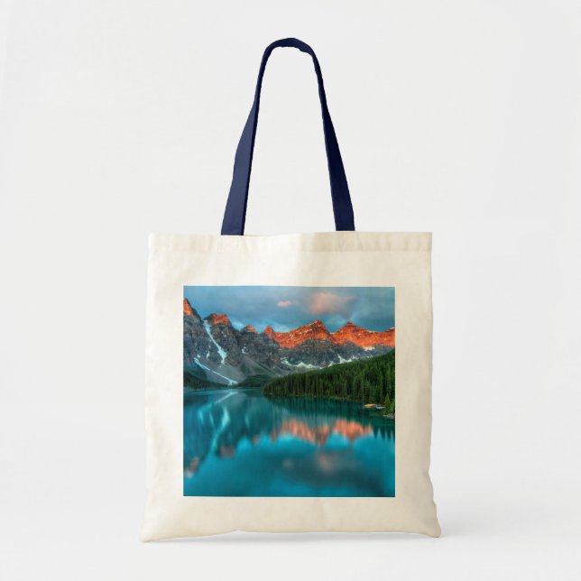 Bolso De Tela Fotografía paisajística de Montaña y Lago Escénico (Frente)