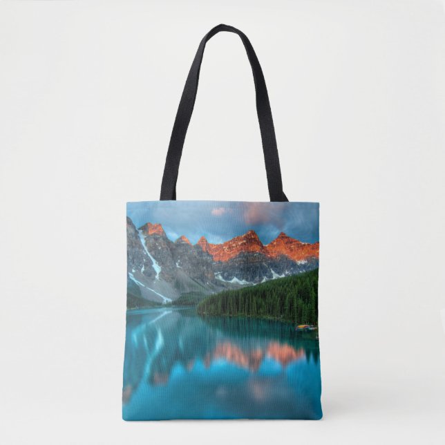 Bolso De Tela Fotografía paisajística de Montaña y Lago Escénico (Anverso)
