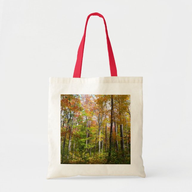 Bolso De Tela Fotografía paisajística de otoño en el bosque otoñ (Frente)