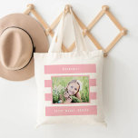 Bolso De Tela Fotografía personalizada en color de rayas moderna<br><div class="desc">Este bonito diseño se puede personalizar según tus combinaciones de colores favoritas. ¡Hace un gran regalo! Encuentre artículos de papelería y regalos elegantes en nuestra tienda: www.berryberrysweet.com.</div>
