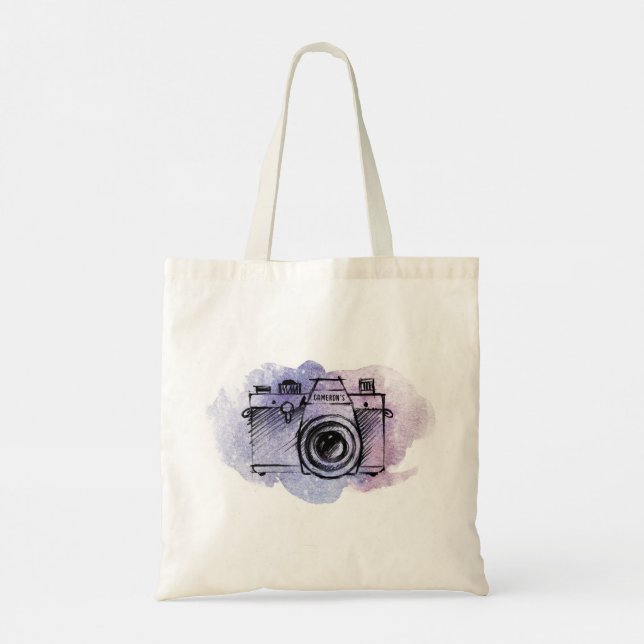 Bolso De Tela Fotografía profesional de cámara acuarela (Reverso)