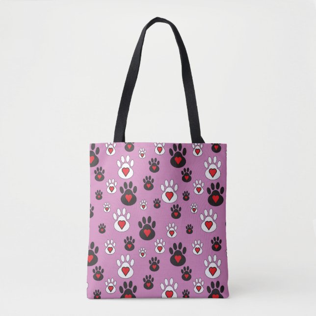 Bolso De Tela Fotografías con los corazones rojos sobre el rosa (Anverso)