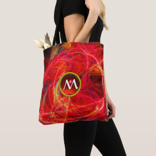 Bolso De Tela FOTÓN LOCURA MONOGRAMA GEM Rojo Naranja Fractales