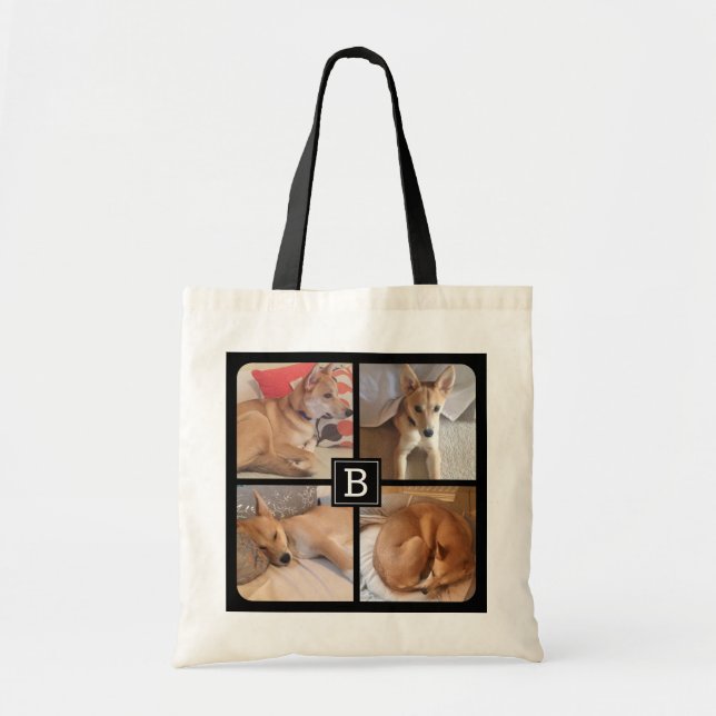 Bolso De Tela Fotos del perro Personalizado Mascota monograma su (Frente)