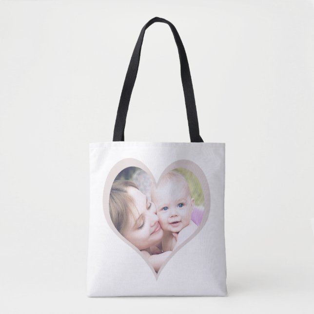 Bolso De Tela Fotos en el corazón de la madre personalizado (Anverso)