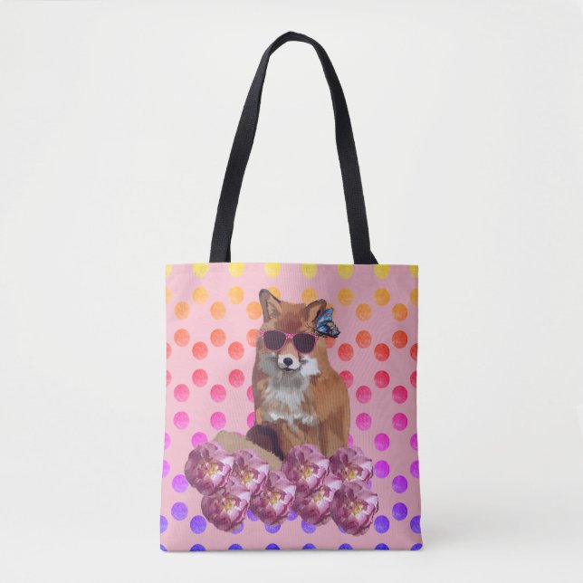 Bolso De Tela Fox Art y puntos y puntos Tote Bag (Anverso)