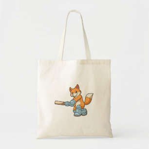 Bolso De Tela Fox como bateador con bate de críquet