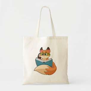 Bolso De Tela Fox como Nerd con libros y anteojos