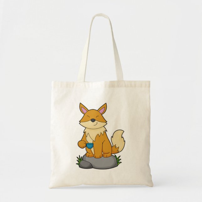 Bolso De Tela Fox con taza de café (Frente)