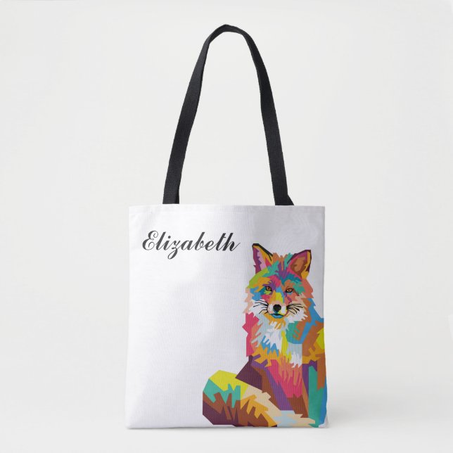 Bolso De Tela Fox de arte pop colorido personalizado (Anverso)