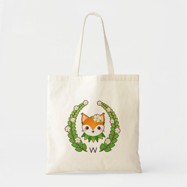 Bolso De Tela Fox de la flor con monograma (Frente)