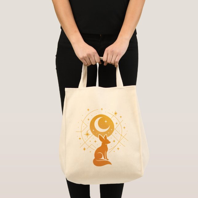 Bolso De Tela Fox del Desierto Celeste - Luna y Estrellas Cósmic (Anverso (producto))