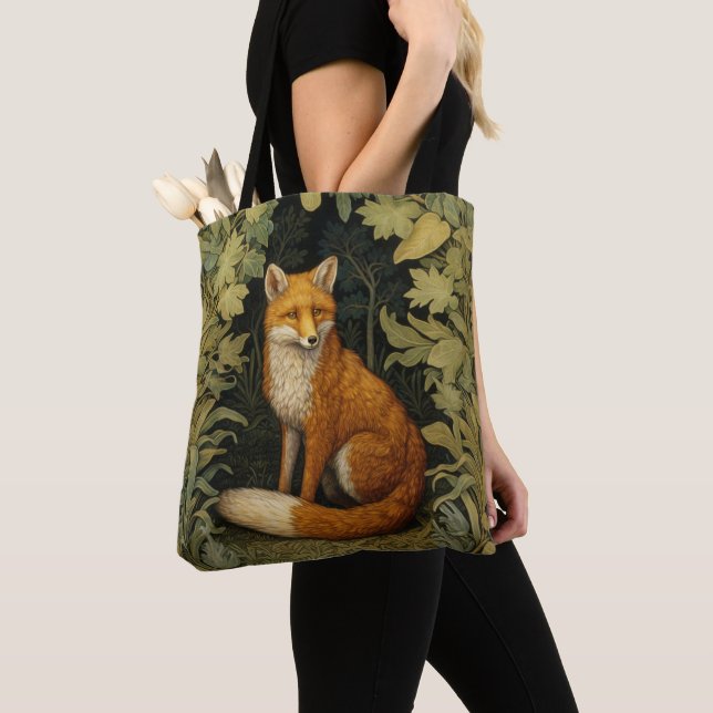 Bolso De Tela Fox en el bosque, estilo Art Nouveau (Detalle)