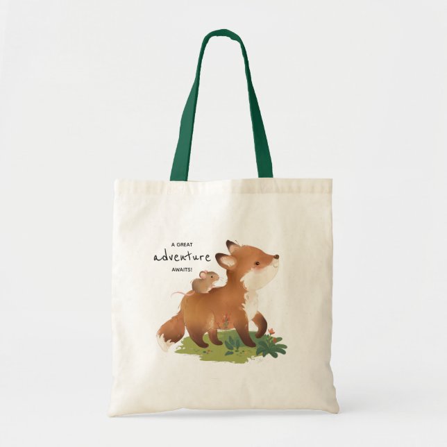Bolso De Tela Fox ・ Ilustracion animal rústico de bosques forest (Frente)