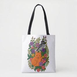 Bolso De Tela Fox, paloma y flores