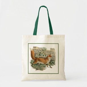 Bolso De Tela Fox roja en Ilustracion rústico de cabaña