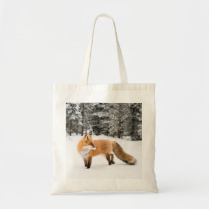Bolso De Tela Fox roja en nieve blanca