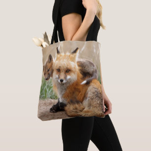 Bolso De Tela Fox rojo y bebé