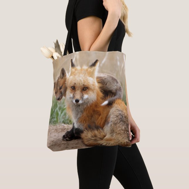 Bolso De Tela Fox rojo y bebé (Detalle)