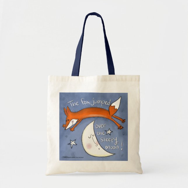 Bolso De Tela Fox saltó sobre la luna (Frente)