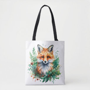 Bolso De Tela Fox y Holly con Berries Rojas