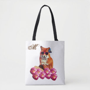 Bolso De Tela Fox y Rosas Art Personalizado Tote Bag