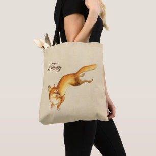 Bolso De Tela "Foxy" - Esbozo japonés vintage de un Fox