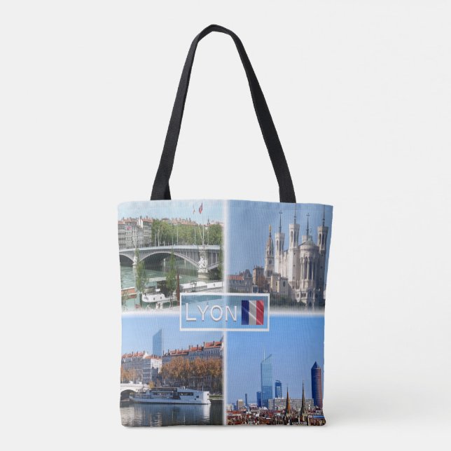 Bolso De Tela FR Lyon - Pont Lafayette - Basílica de Fourviere - (Reverso)
