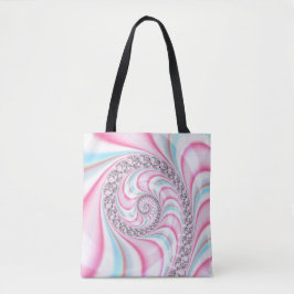 Bolso De Tela Fractal de espiral de caña azul pastel