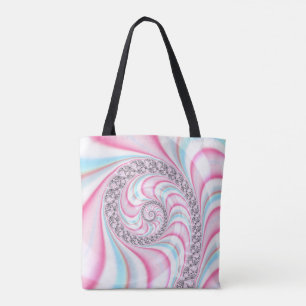 Bolso De Tela Fractal de espiral de caña azul pastel