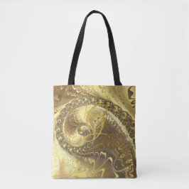Bolso De Tela Fractal Gold Swirl Metallic Moderno Resumen