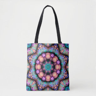 Bolso De Tela Fractal Mandala Floral Psychedelic Tote Bag