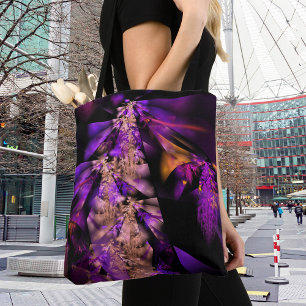 Bolso De Tela fractal moderno en negro y púrpura