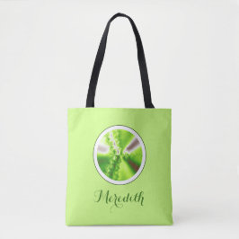 Bolso De Tela Fractal Verde Lime Personalizado Con Nombre