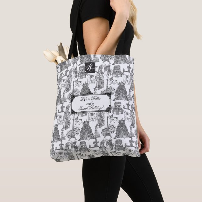 Bolso De Tela FRANCÉS BULLDOG Frenchie Black Toile (Detalle)